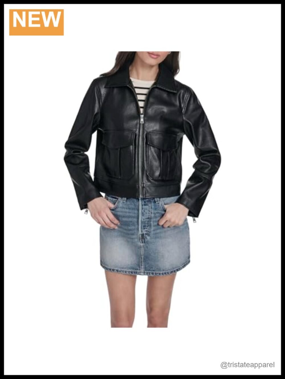 Cropped Faux Leather Moto Jacket